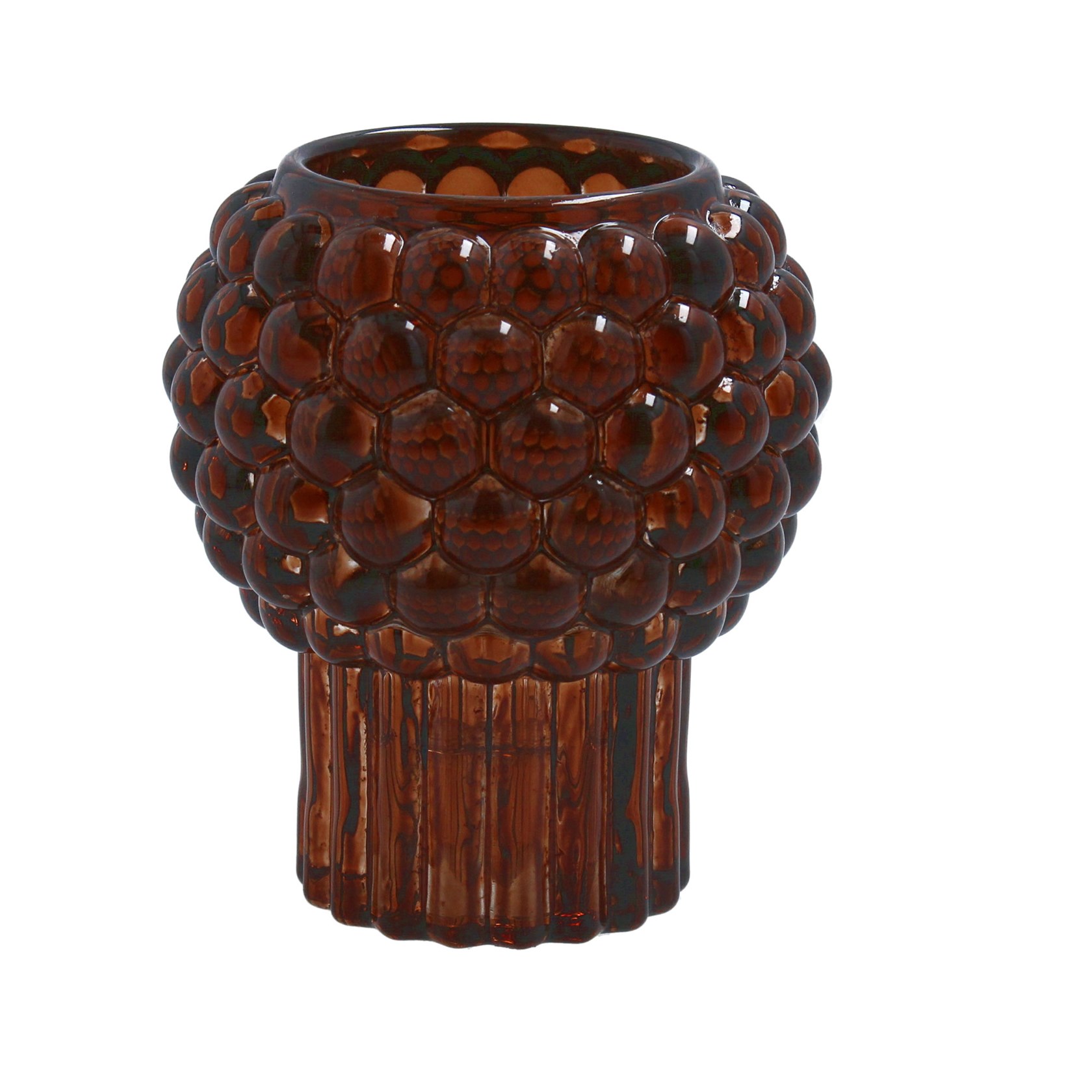 A caramel coloured tea light holder with all over bobble design. The perfect addition to your home or the perfect gift to yourself or a loved one. By London designer Gisela Graham.